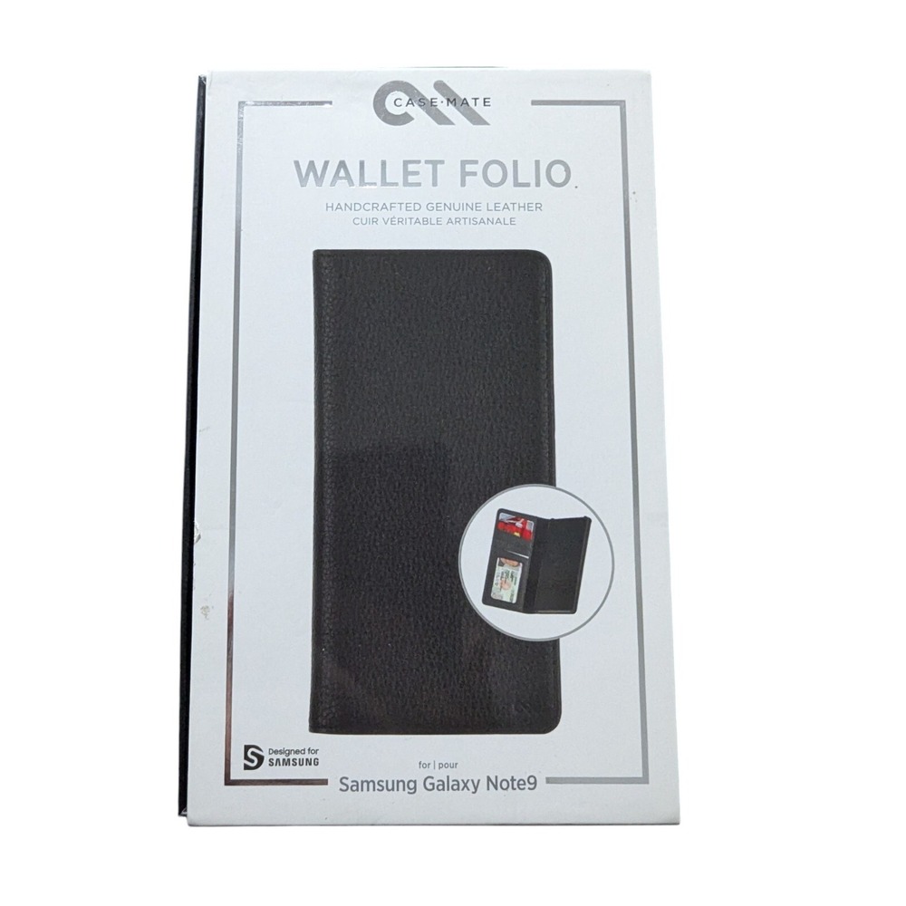 W9. Samsung Wallet Cover Case for Galaxy Note9 In Black, Genuine Leather